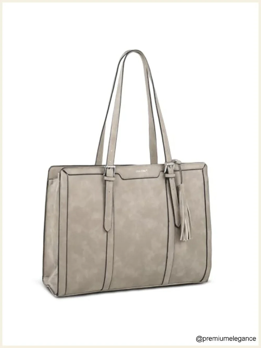 Waterproof PU Leather Laptop Tote Bag with Adjustable Strap, 15.6 Inch